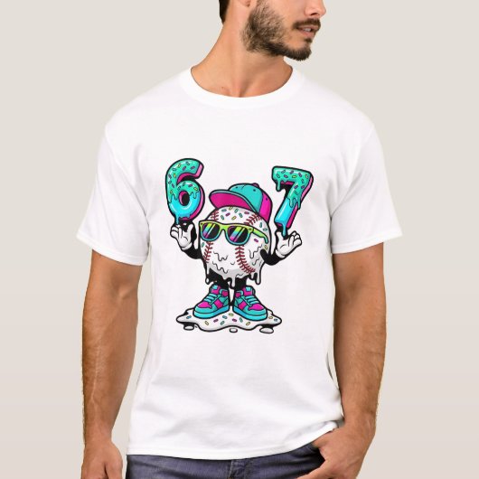 Grappige 6 7 Baseball Ijsje Drip Meme T-shirt (Voorkant)