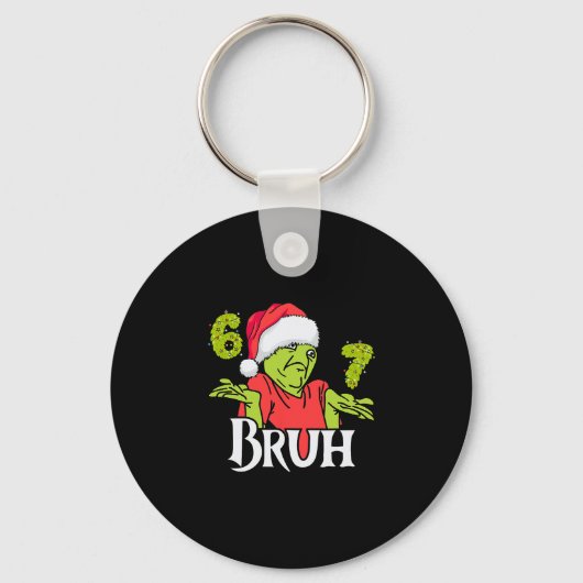 Grappige 6 7 Bruh Prettig Kerstfeest Kerstman 67 M Sleutelhanger (Voorkant)