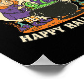 Grappige 6 7 Halloween Kostuum Heks Schattig Retro Poster (Hoek)