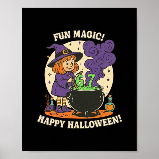 Grappige 6 7 Halloween Kostuum Heks Schattig Retro Poster (Voorkant)