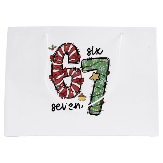 Grappige 6 7 Kerstman Squad Zesenzestig Kerstmis Groot Cadeauzakje (Voorkant)