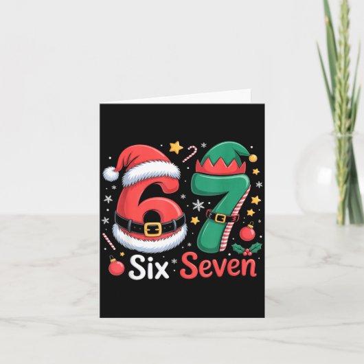 Grappige 6 7 Meme Elf Kerstman Kerstmis Zes Zeven Kaart (Voorkant)