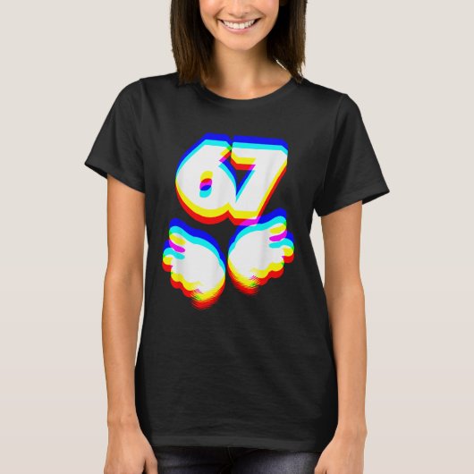 Grappige 6 7 Meme Gen Alpha Sla Jargon Zes Zeven E T-shirt (Voorkant)