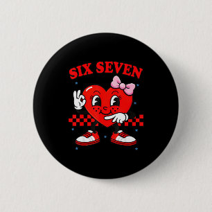 Grappige 6 7 Meme Hart Zes Zeven 67 Valentijnsdag Ronde Button 5,7 Cm