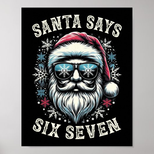 Grappige 6-7 Meme Kerstman Six Seven Brain Rot Poster (Voorkant)