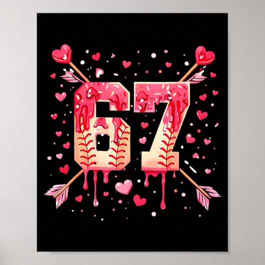 Grappige 6 7 Smeltend Nummer Pijl Baseball Drip Va Poster (Voorkant)