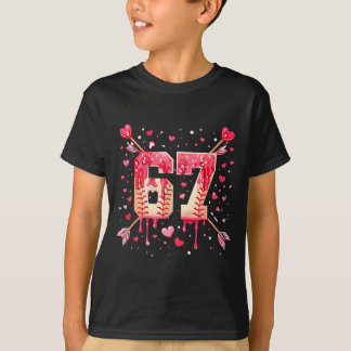 Grappige 6 7 Smeltend Nummer Pijl Honkbal Drip Val T-shirt