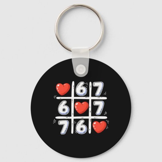 Grappige 6 7 Tic Tac Toe Hart 67 Valentijnsdag Mem Sleutelhanger (Voorkant)