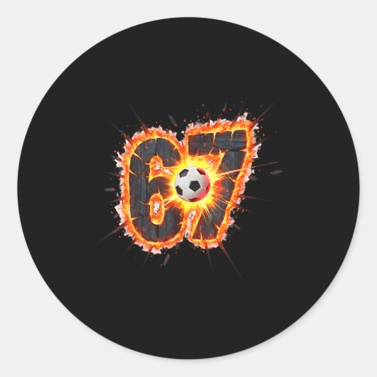 Grappige 6 7 Zes Zeven 67 Voetbal Meme Ronde Sticker (Voorkant)