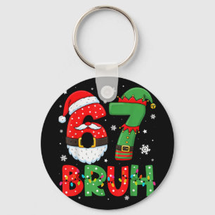 Grappige 6 7 Zes Zeven Bruh Meme Kerstman Elf Sleutelhanger
