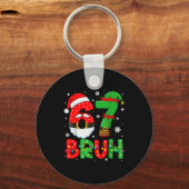 Grappige 6 7 Zes Zeven Bruh Meme Kerstman Elf Sleutelhanger (Voorkant)