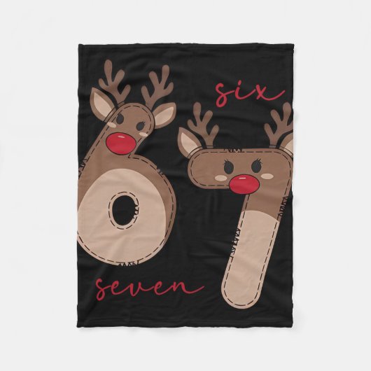 Grappige 6 7 Zes Zeven Meme Kerst Rendier Gen Al Fleece Deken (Voorkant)