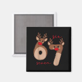Grappige 6 7 Zes Zeven Meme Kerst Rendier Gen Al Magneet (Voorkant / Achterkant)
