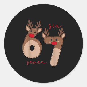 Grappige 6 7 Zes Zeven Meme Kerst Rendier Gen Al Ronde Sticker