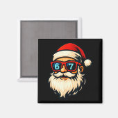 Grappige 6 7 Zes Zeven Meme Kerstman Gezicht Kerst Magneet (Voorkant / Achterkant)