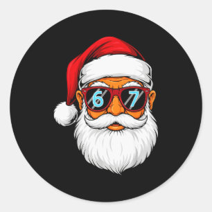 Grappige 6 7 Zes Zeven Meme Kerstman Gezicht Kerst Ronde Sticker