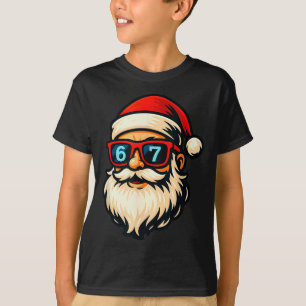 Grappige 6 7 Zes Zeven Meme Kerstman Gezicht Kerst T-shirt