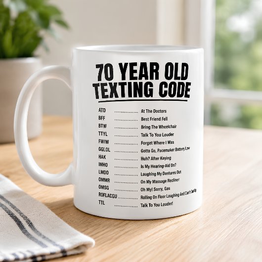 Grappige 70-jarige tekstcode koffiemok