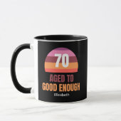Grappige 70e verjaardag aangepaste goede genoeg mo mok (Links)