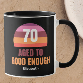 Grappige 70e verjaardag aangepaste goede genoeg mo mok