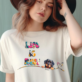 Grappige 70's Kleurrijke Retro Rottweiler Custom N T-shirt