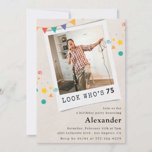 Grappige 75e verjaardagsuitnodigingen Mannen Leuke Kaart (Voorkant)