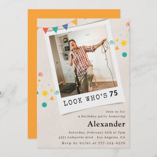 Grappige 75e verjaardagsuitnodigingen Mannen Leuke Kaart (Voorkant / Achterkant)