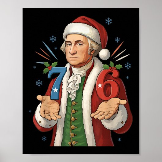 Grappige 7-6 6-7 George Washington Sinterklaas 67 Poster (Voorkant)