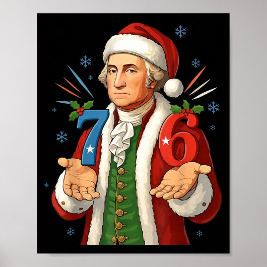 Grappige 7-6 6-7 George Washington Sinterklaas 67 Poster (Voorkant)