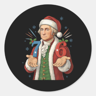 Grappige 7-6 6-7 George Washington Sinterklaas 67 Ronde Sticker