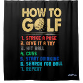 Grappige 7 stappen Hoe te golfen Douchegordijn (Voorkant)