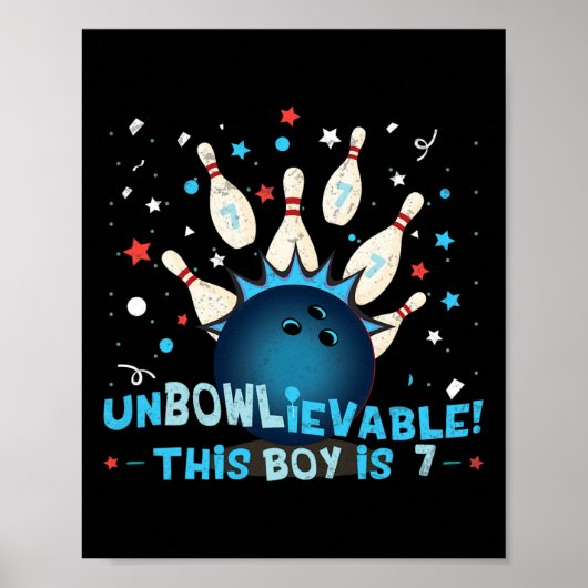 Grappige 7e verjaardag Bowling Lover Graphic voor Poster (Voorkant)