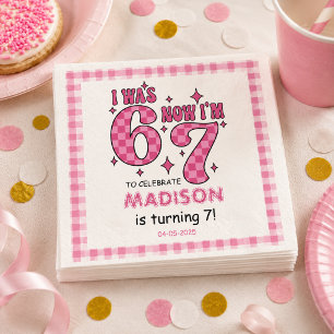 Grappige 7e verjaardag   “Ik was 6, nu 7” Feestje Servet