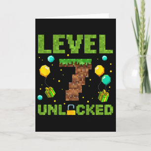 Grappige 7e verjaardag jongen gamer level 7 ontgre kaart