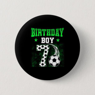 Grappige 7e verjaardag jongen voetbal thema feest ronde button 5,7 cm