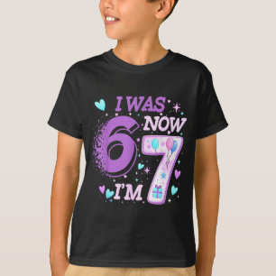 Grappige 7e verjaardag kind ik was 6 ik ben 7 zes t-shirt