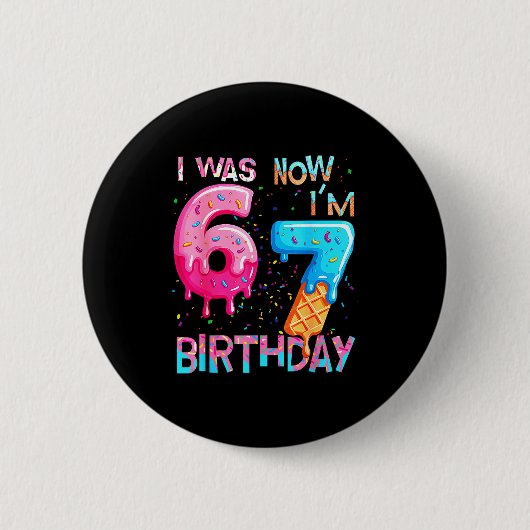 Grappige 7e verjaardag zes zeven 6 ronde button 5,7 cm (Voorkant)