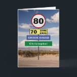 Grappige 80ste verjaardag humor verkeersborden voe kaart<br><div class="desc">Voor degenen die een 80ste verjaardag hebben, hebben we de verkeersborden ontworpen om een lach op te roepen. Voeg eenvoudig de naam toe die u nodig hebt op het groene bord met behulp van het meegeleverde sjabloon. Het bericht binnen in de kaart kan ook worden gepersonaliseerd om een heel speciale...</div>