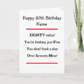 Grappige 80ste Verjaardagsvers Verjaardags Kaart (Voorkant)