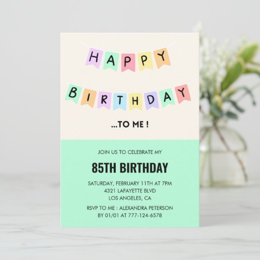 Grappige 85e verjaardag uitnodigingen Happy Birthd (Staand voorkant)