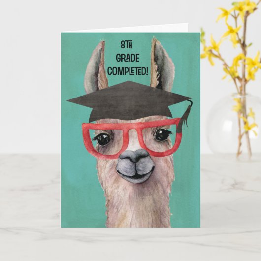 Grappige 8e Graad Afstuderen Kaart (Gele Bloem)