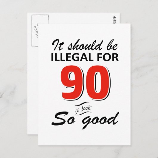 Grappige 90e jaar oude verjaardag design briefkaart (Voorkant / Achterkant)