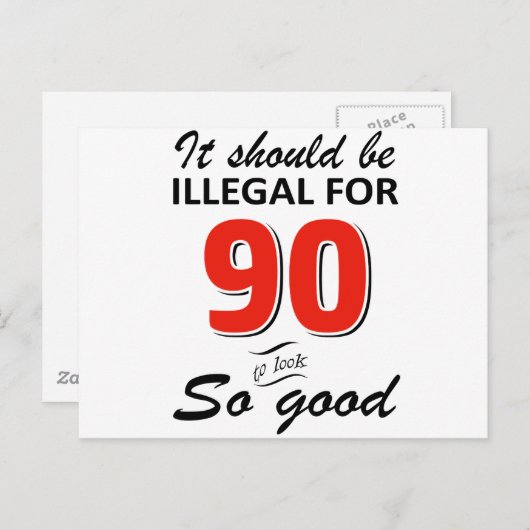 Grappige 90e jaar oude verjaardag design briefkaart (Voorkant / Achterkant)