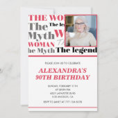 Grappige 90e verjaardag uitnodiging Foto Myth Lege (Voorkant)