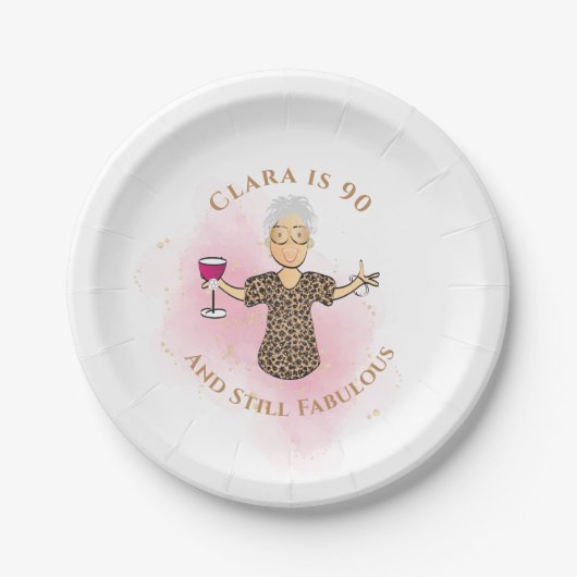 Grappige 90ste verjaardag Goud Roze 90 en Fabulous Papieren Bordje (Voorkant)