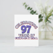 Grappige 97ste verjaardag design briefkaart (Staand voorkant)
