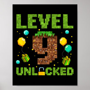 Grappige 9e verjaardag Jongen Gamer Niveau 9 Ontgr Poster