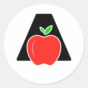 Grappige A Voor Appel  Ronde Sticker