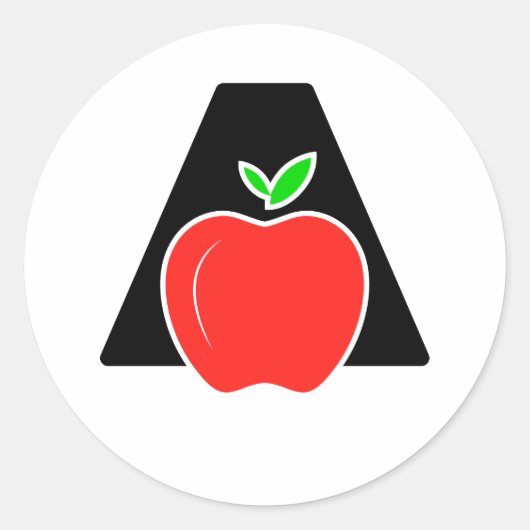 Grappige A Voor Appel  Ronde Sticker (Voorkant)