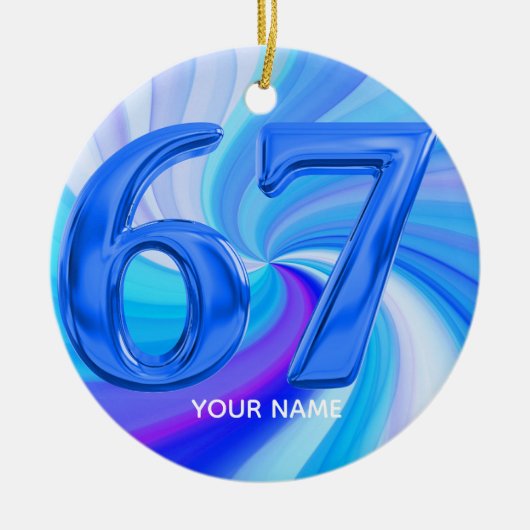 Grappige aangepaste 67 meme keramisch ornament (Voorkant)